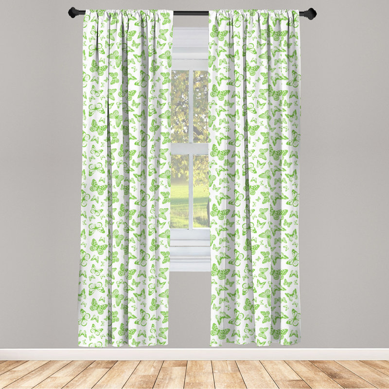 Butterfly Semi-Sheer Rod Pocket Curtain Panels, 28" x 84"