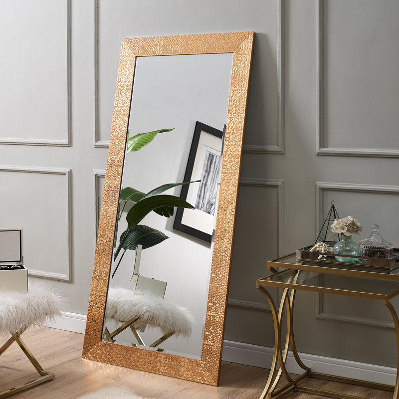 Miroir sur pied pleine grandeur de style mosaïque Wiki, 66 po x 32 po, Cuivre