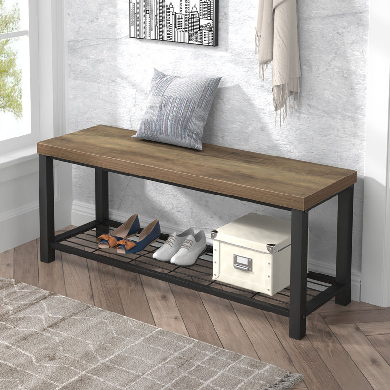 Banc de rangement 43,3 po Hulstein, chêne, H 17,9 po x l 43,3 po x P 14 po, Chêne / noir