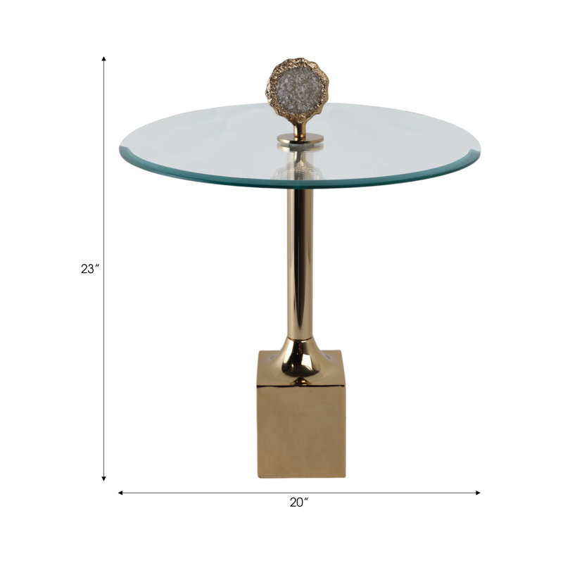 Orren Ellis 23" Micheals Labradorite Stone Glass And Metal Accent, Gold
