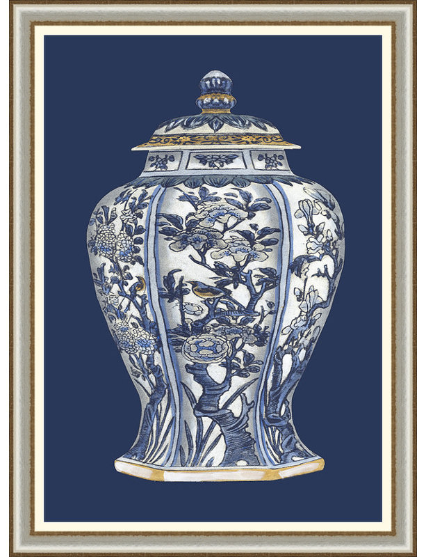 Steverson «Blue and White Porcelain Vase I», impression encadrée