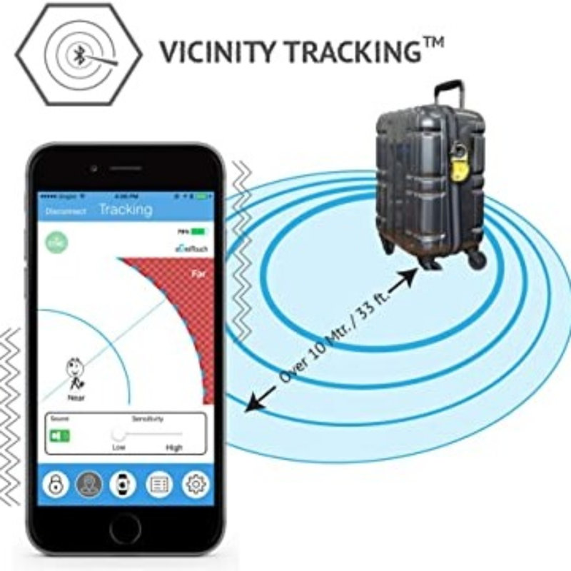 Smart Travel Padlock (Bluetooth+NFC), Yellow