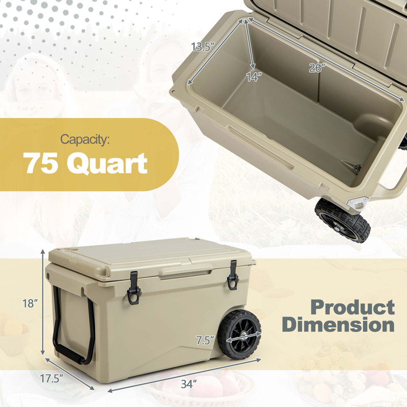 Costway 75 Quarts Ice Chest with wheels, Tan