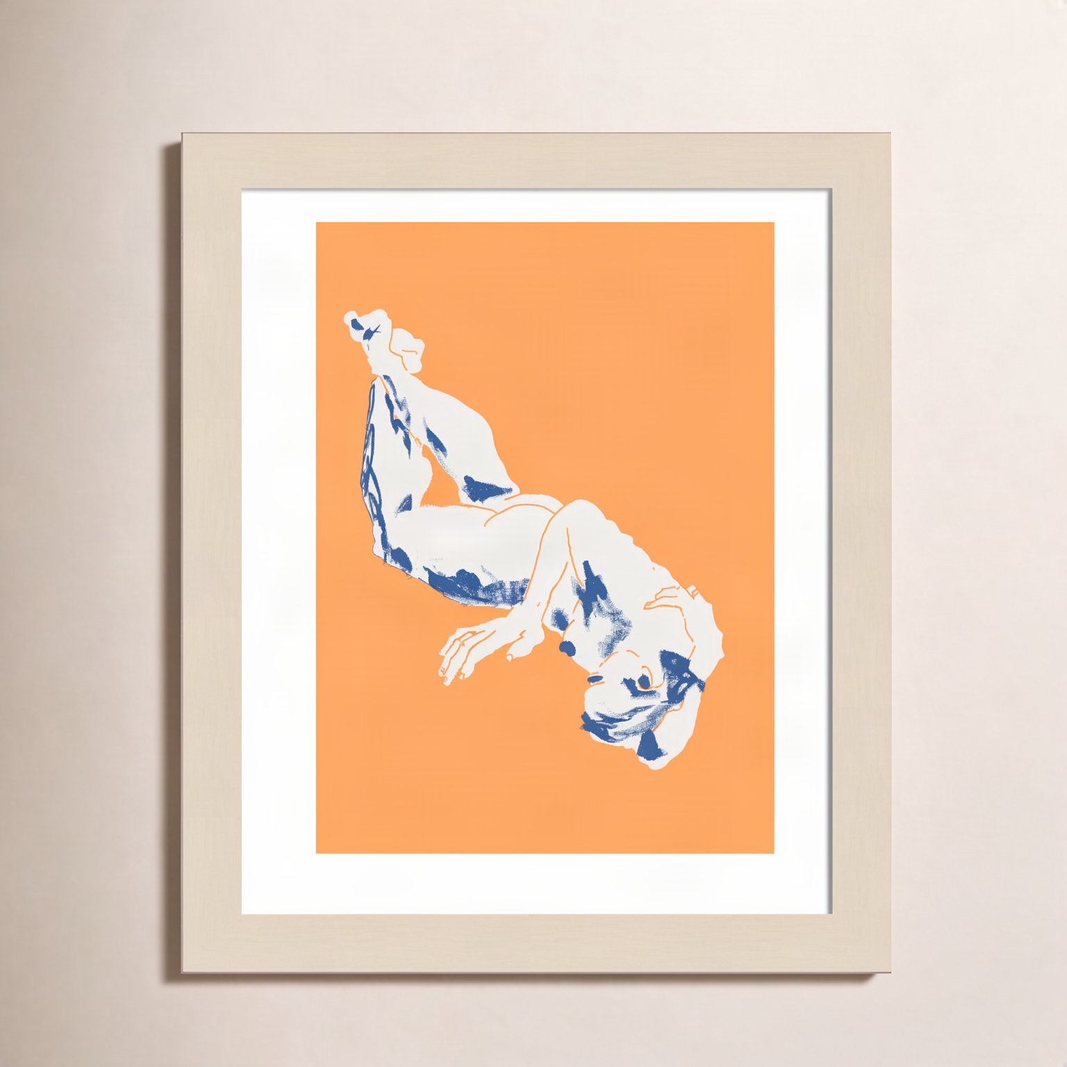 Nude Orange Print by Francesco Gulina, Brown, 13" H x 11" W
