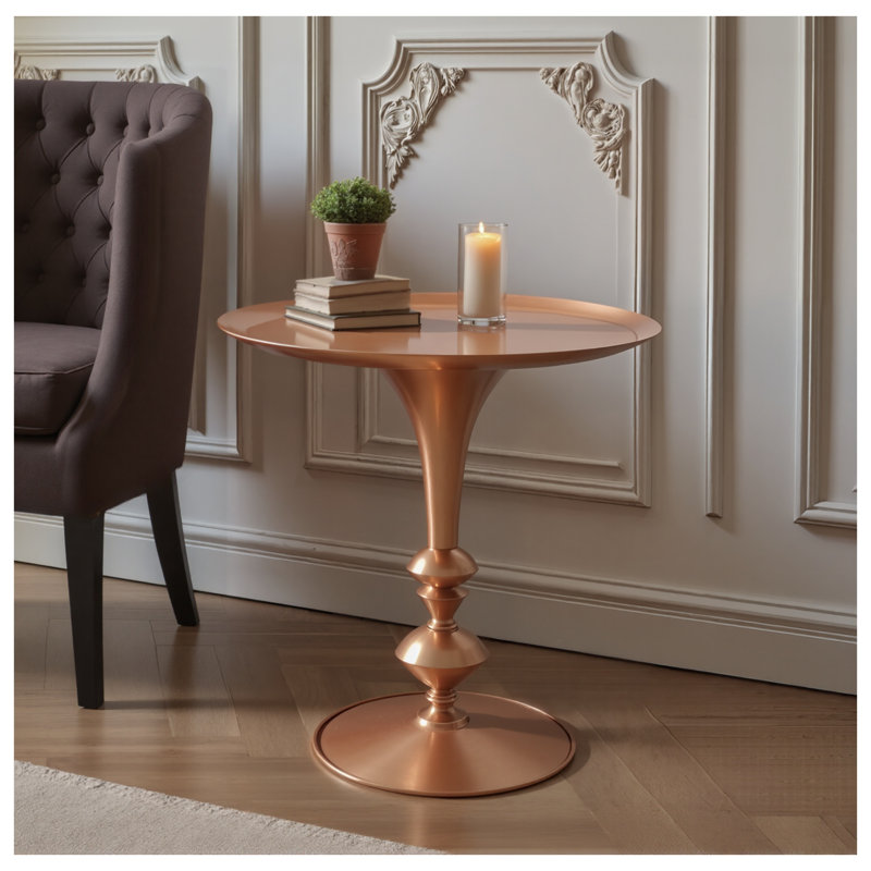 Table de bout ronde en métal doré, table d'appoint vintage en fer l 24,2 po x H 29,3 po pour le salon