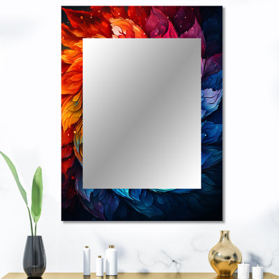 Fractal coloréFloral Spiral I - grand miroir mural, miroir décoratif moderne, impression sur métal