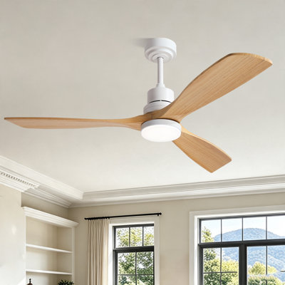 52" 3-Solid Blade Propeller Ceiling Fan with LED Light Kit and Remote Control