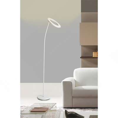 Lampe torchère sur pied en métal de 73 po de hauteur avec design halo, blanc mat 73 po
