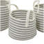 Handmade Coastal Fabric Basket - Set of 3