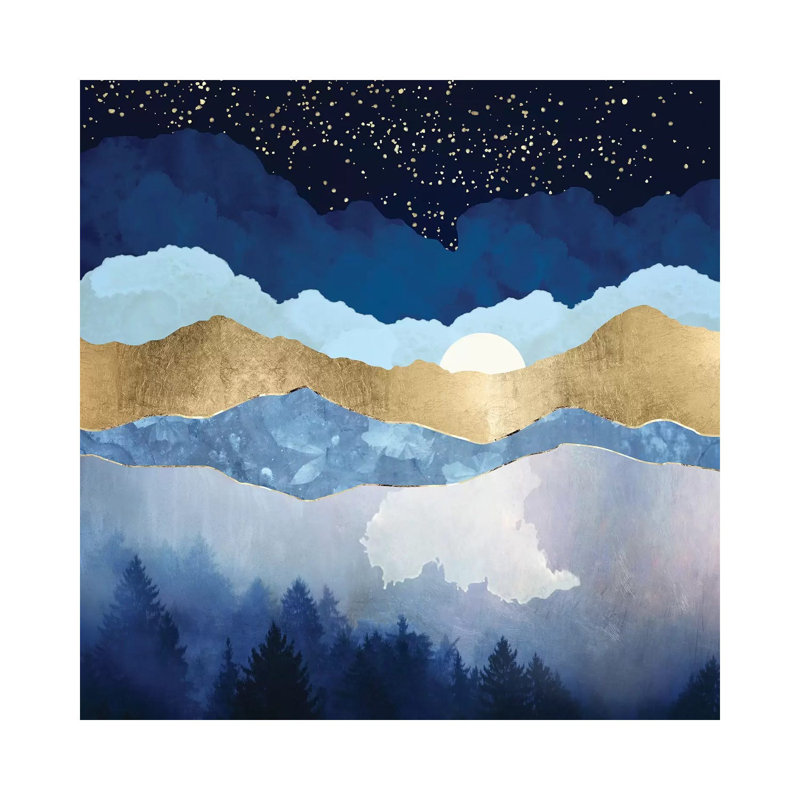 Forêt de minuit - impression, Toile tendue, Pas de tapis, H 26 po x l 26 po x P 1,5 po
