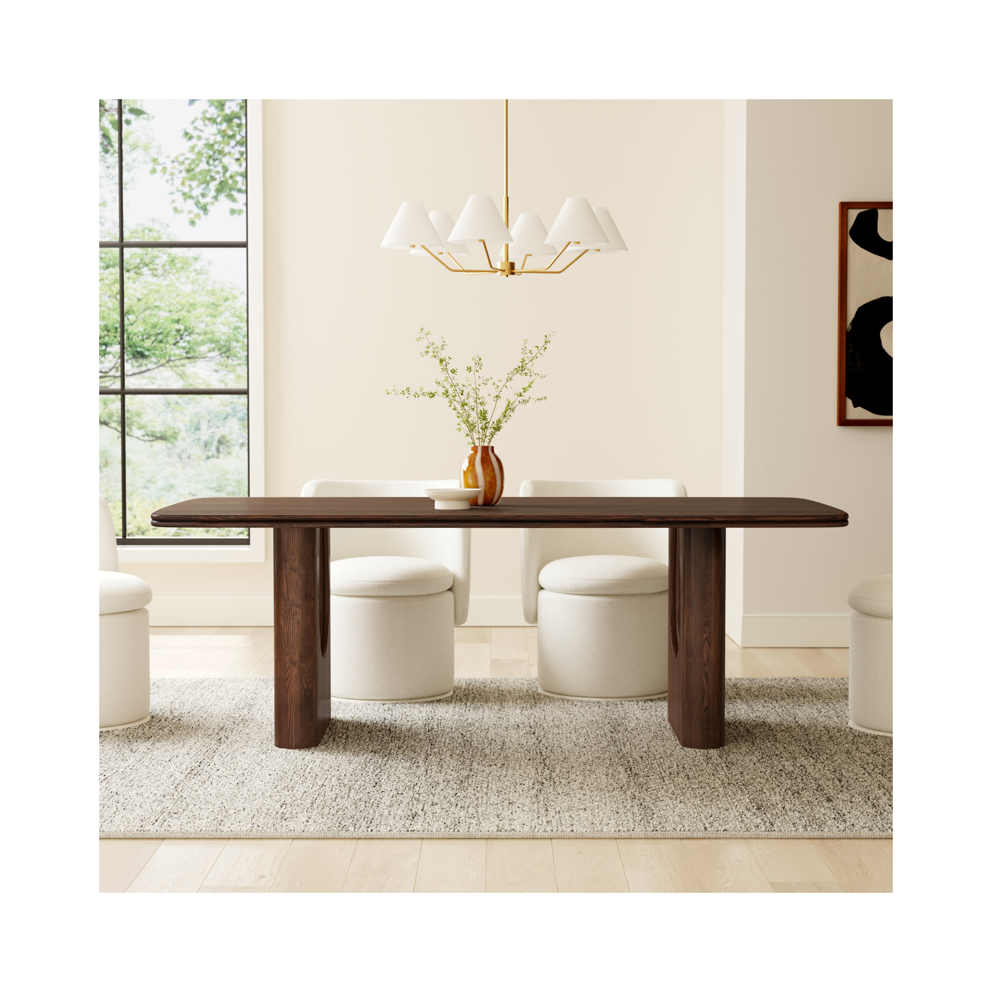 Campbell Layered 86" Dining Table, Mud Brown