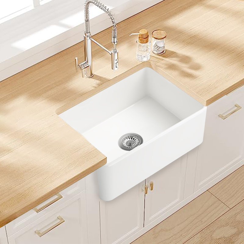 24'' L Farmhouse Single Basin Kitchen Sink, White