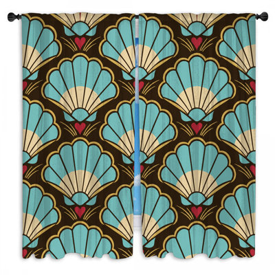 Rideaux de fenêtre coquillages coquillages coquillages coquillages - 2 panneaux