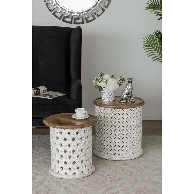 Table de bout cylindrique en bois massif