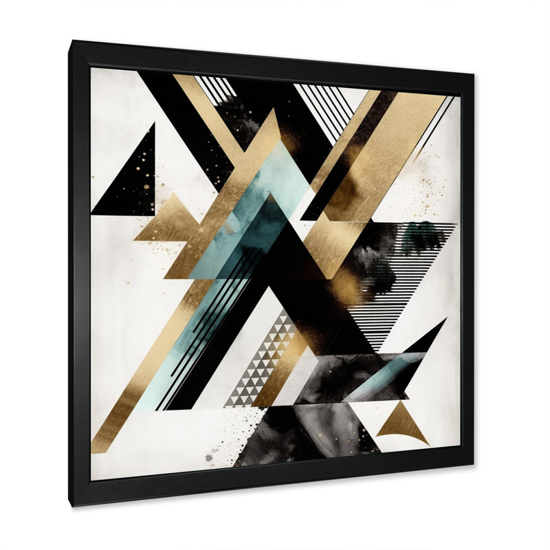 " Art Deco Triangle ", Black Picture Framed, 16" H x 16" W x 1" D