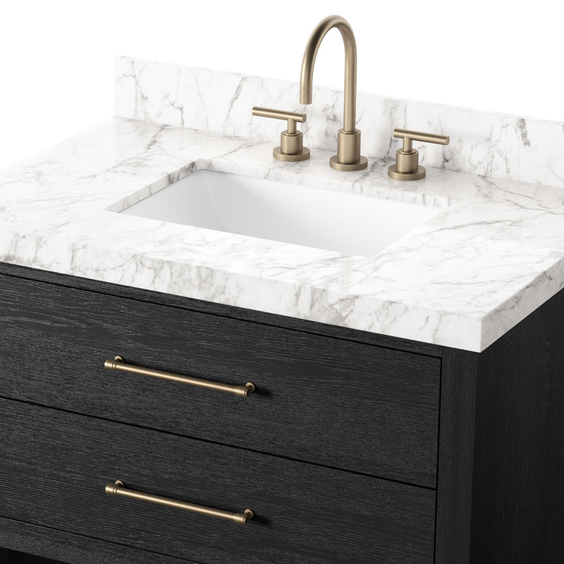 Anthem Single Vanity-Carrara Marble, Black