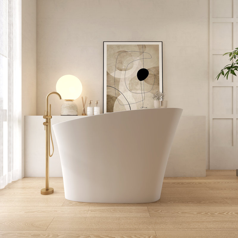 Baignoire autoportante à surface solide de 51,18 po, baignoires pour petits espaces, type assis