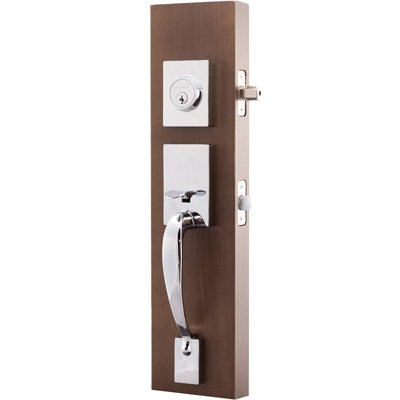 Handle With Lever And Deadbolt Universal/Reversible Entry Set