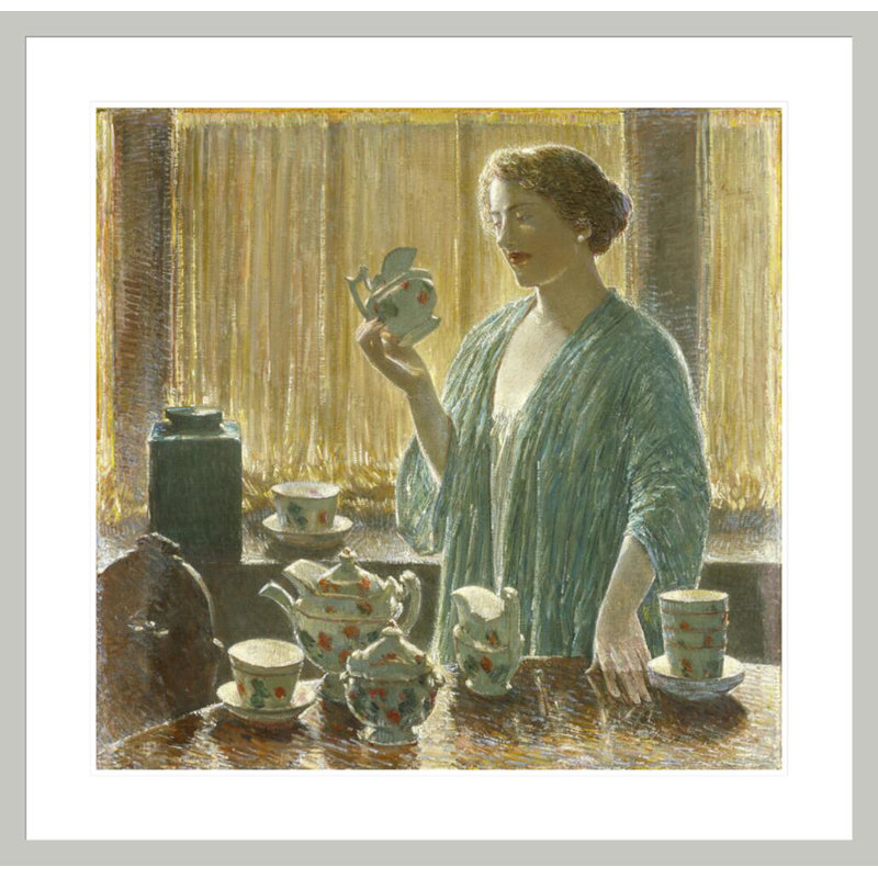 Service à thé à la fraise par Childe Hassam - impression giclée encadrée, 33,5 po H x 34,44 po L
