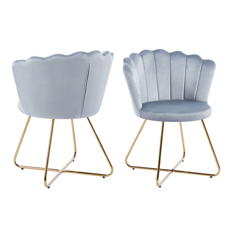 Rejendra 47cm H Upholstered Metal Upholstered Back Parsons Chair, Light grey