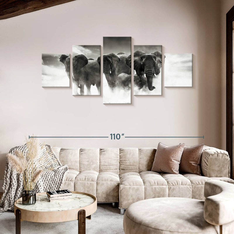 Éléphants du parc Brampt Etosha, H 42 po x l 92 po