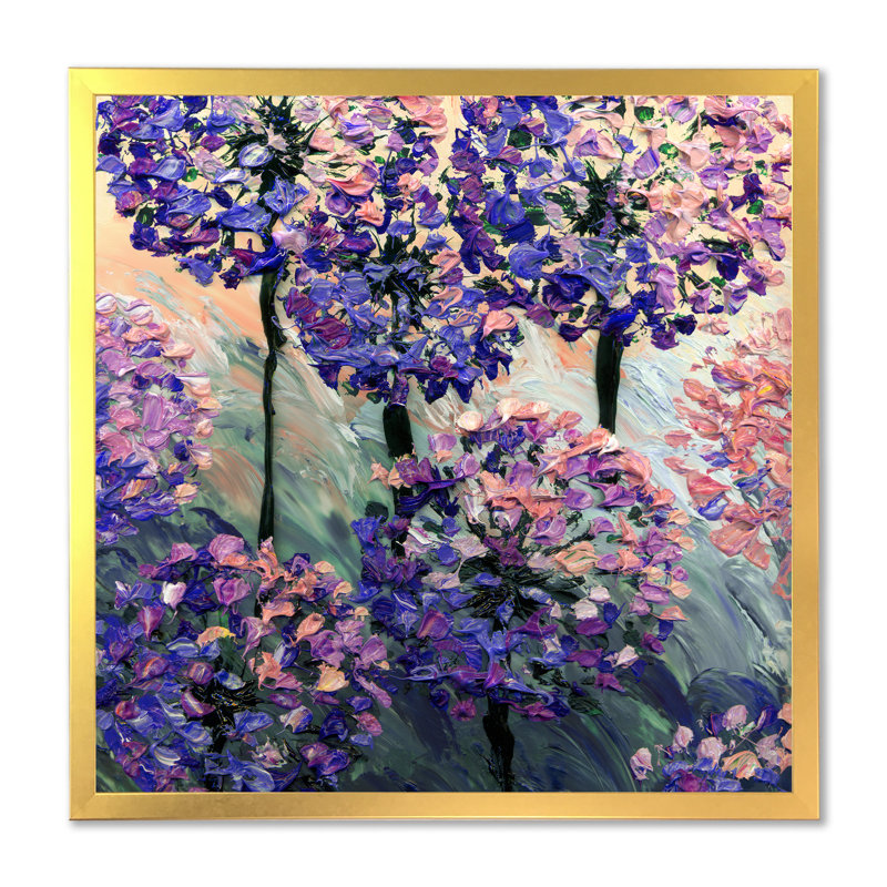 Nature morte rétro fleurs de lilas III - œuvre d'art traditionnelle sur toile, Encadrement doré, H 30 po x l 30 po x P 1 po