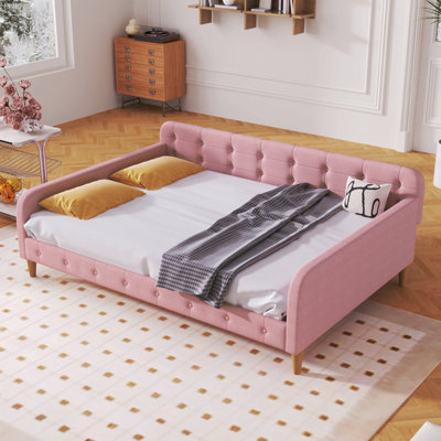 Lit de jour rembourré avec 4 pieds de soutien pour chambre d'amis