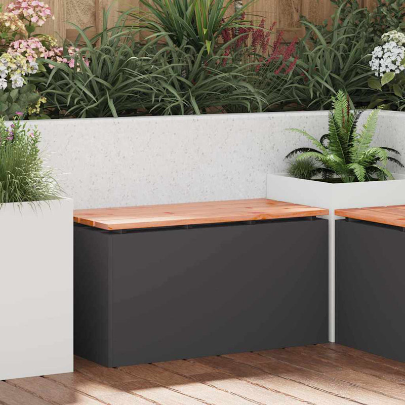 Outdoor Bench, Black, 43cm H x 80cm W x 40cm D
