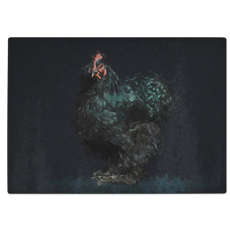 Tempered Glass Rooster Chopping Board, 28.5 cm W x 20 cm L