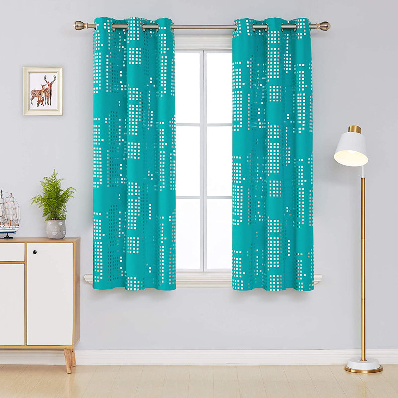 Carmacmoin Room Darkening Curtain Pair, Turquoise, 38" W x 84" L