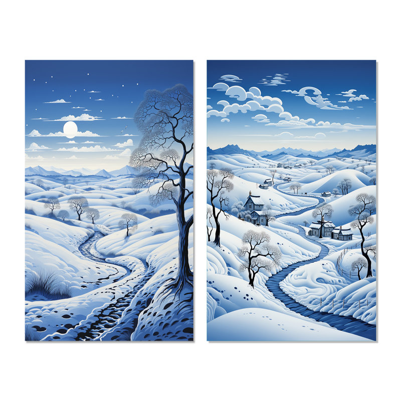 «Snow Winters Solitude», 2 pièces, H 40 po x l 40 po, Toile tendue