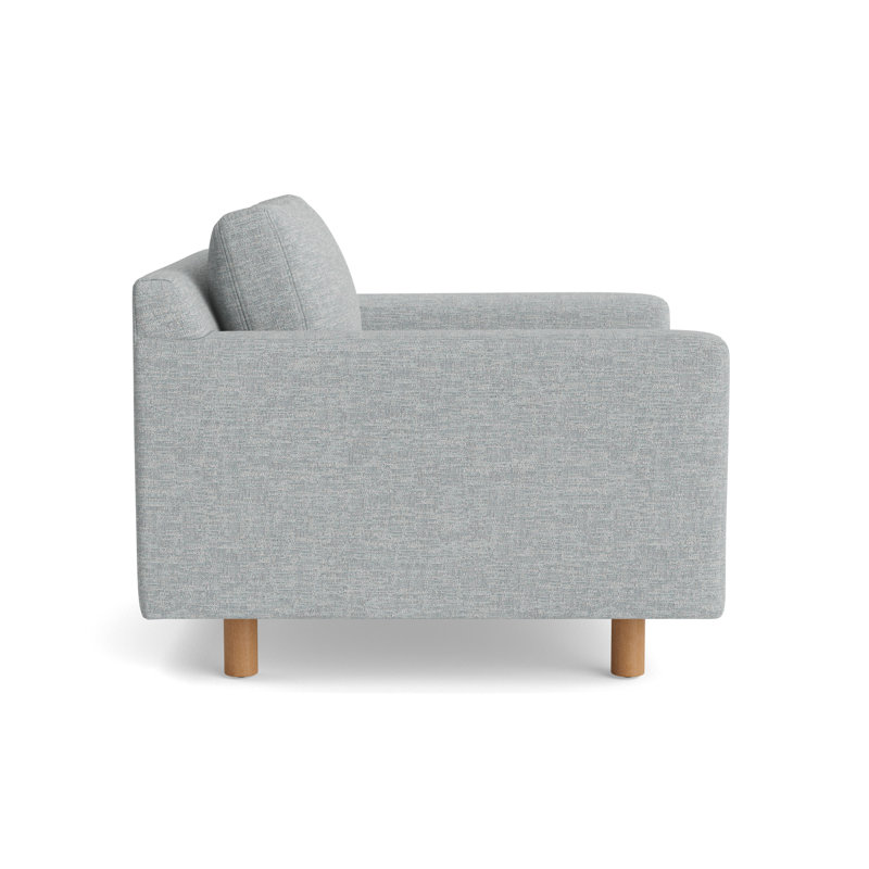 Hunter Chair No Welt, Natural, Textured Slub Weave - Sky Blue