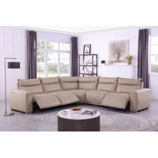 Luxury Sierra Italian Leather Power Reclining Sectional With Plush Seating And Usb Connectivity