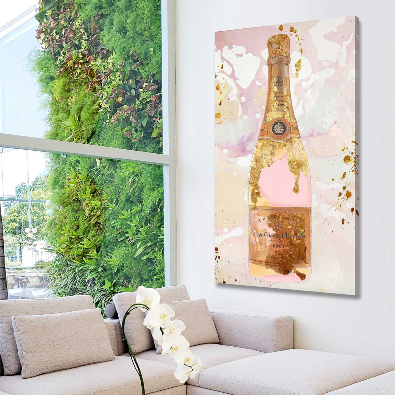 Champagne in Pink (Vertical) par By Jodi - impression, H 30 po x l 18 po x P 1 po, Toile tendue