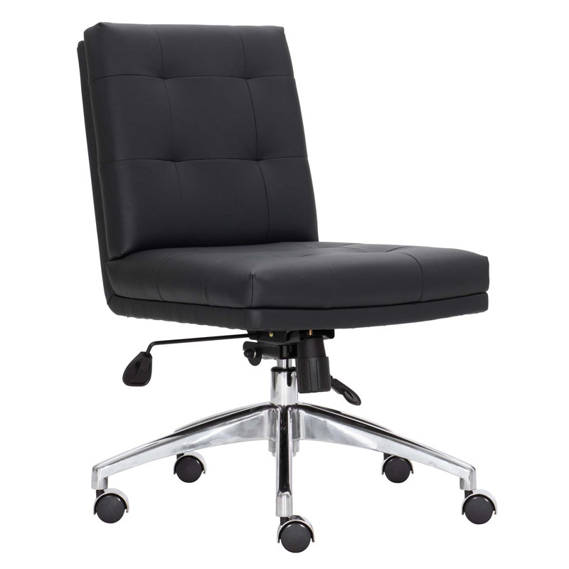 Stevenson Transitional Black Leather Swivel Task Chair