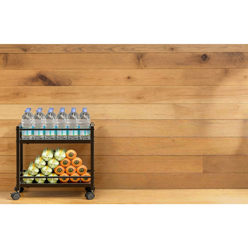 2-Tier Expandable Rolling Pantry Cart With Wheels, Black