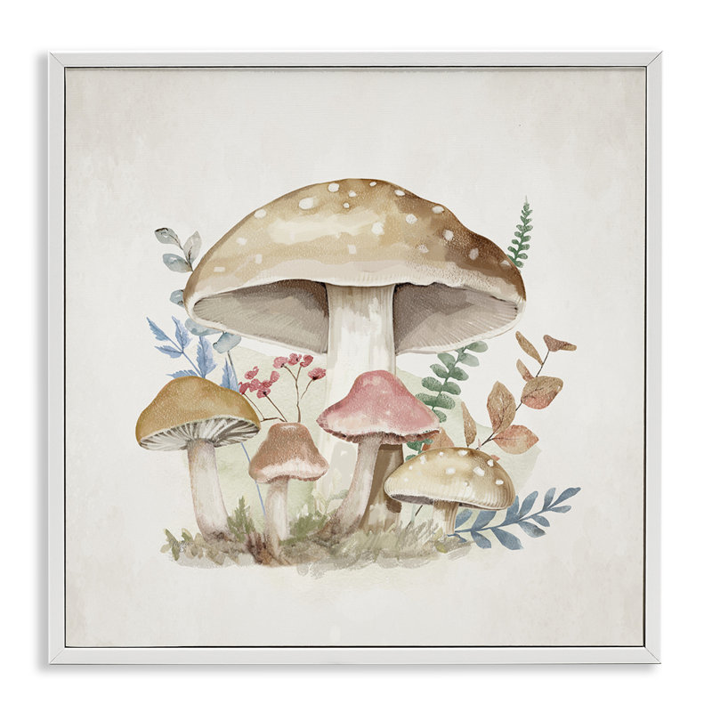 Giclée encadrée neutre, champignon, par Mollie B., H 24 po x l 24 po, Giclée encadrée blanc bord de mer