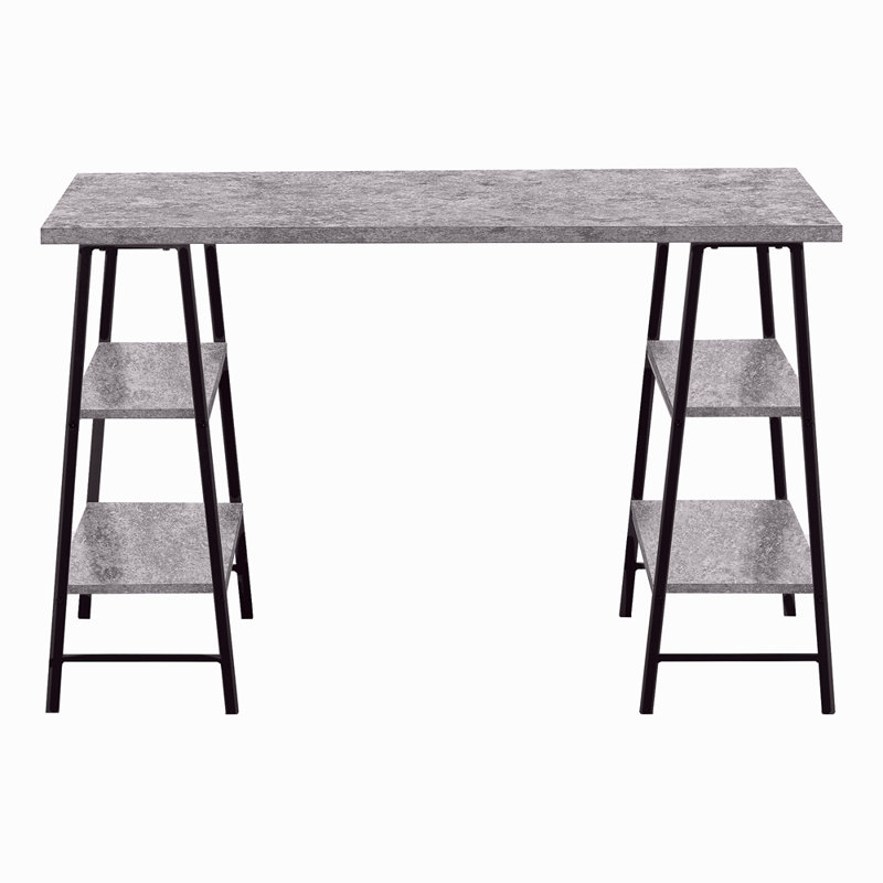 Bureau d'ordinateur, bureau personnel, ordinateur portable, tablettes de rangement, L 48 po, travail, métal stratifié gris, contemporain, moderne