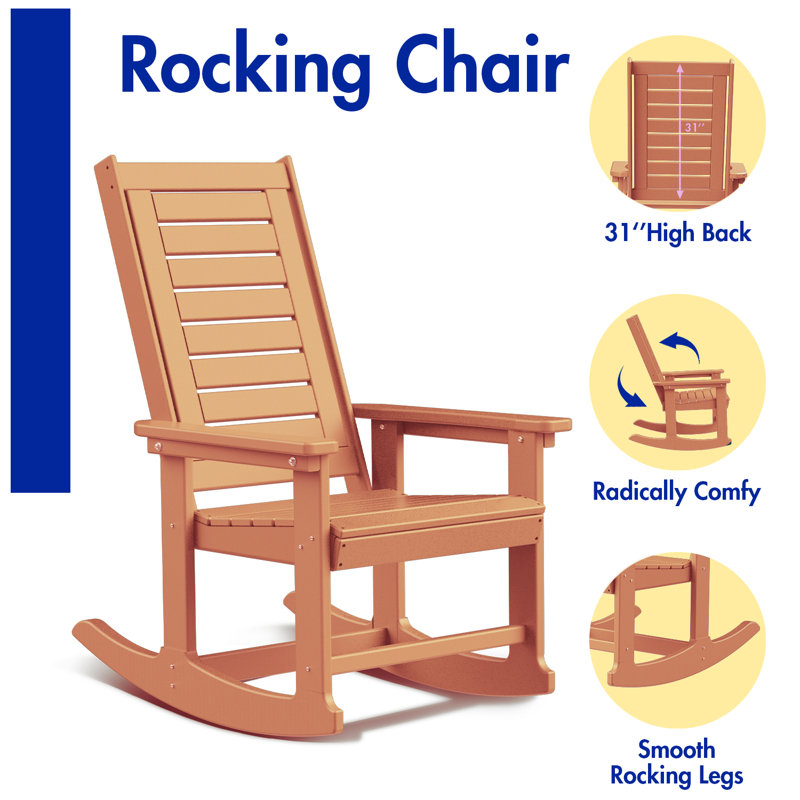 HDPE Outdoor Rocking Chair, Orange