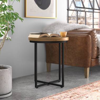 Edmonds Small Steel and Wood End Table, Side Tables