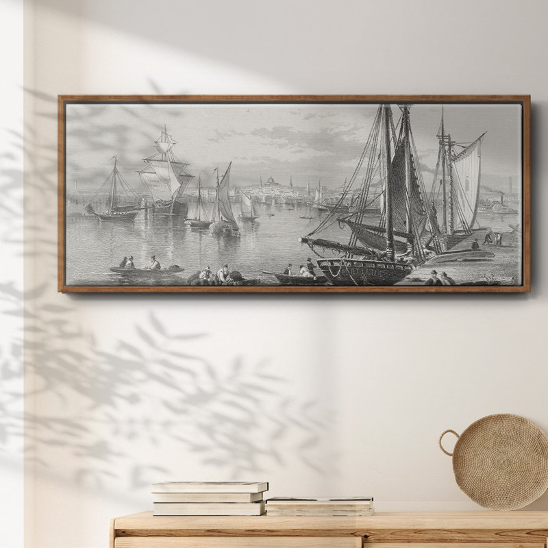 City of Boston - toile encadrée, H 20 po x l 50 po