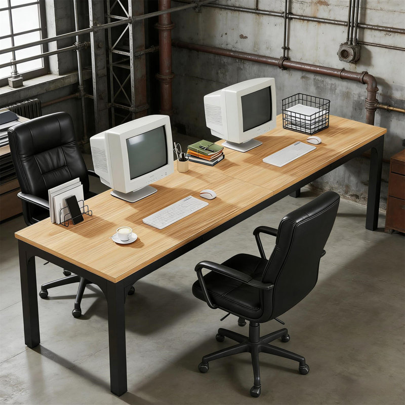 Bureau de direction rectangulaire (sans tabourets), H 29,55 po x l 78,8 po x P 27,58 po, Noyer / noir