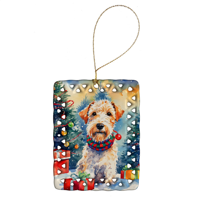 Ornement en porcelaine de Noël Wire Fox Terrier, Fil Fox Terrier 3690