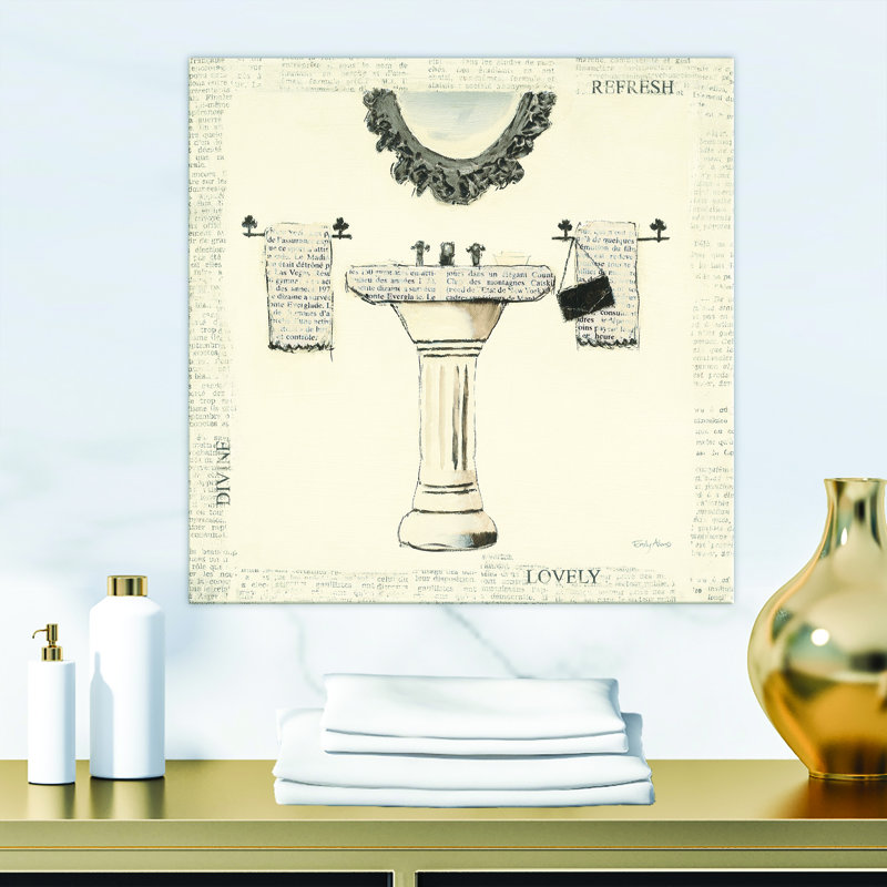 Paris Hotel Bathroom V - Print on Canvas, Wrapperd Canvas, 16" H x 16" W x 1" D