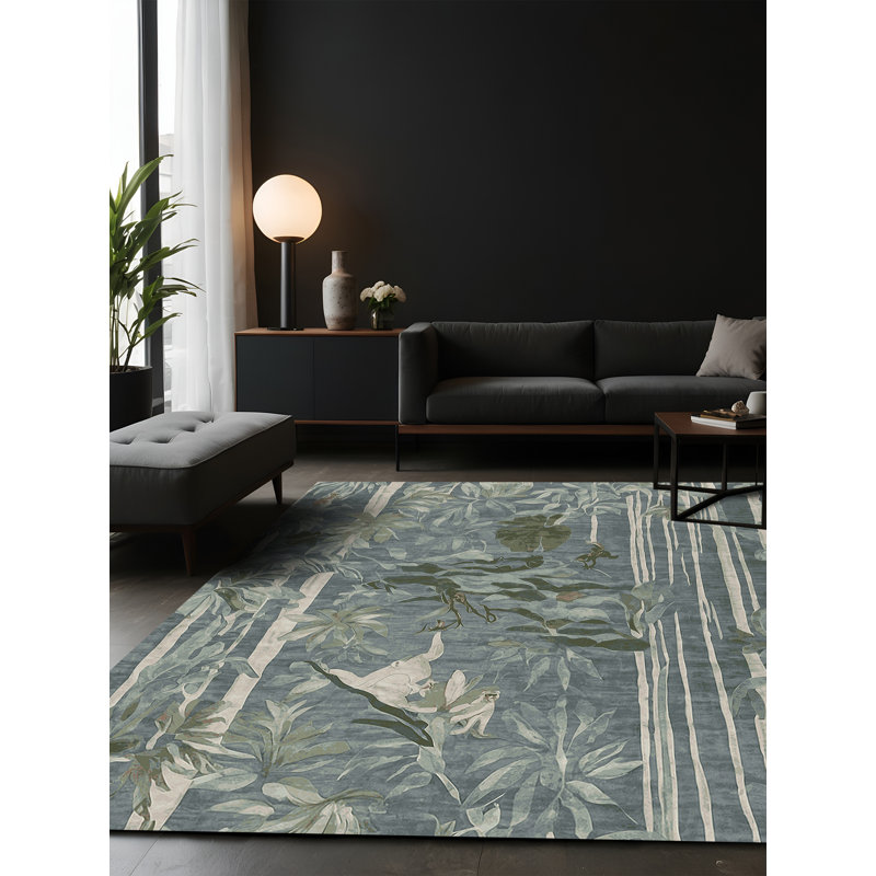 Tapis gris soyeux et moelleux, Carré 8 pi