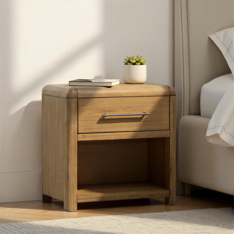 Tricia 1-Drawer Rubberwood Nightstand