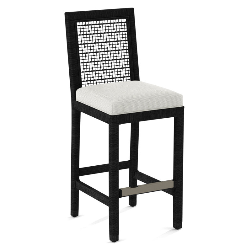 Pine Isle Bar Stool, Charcoal Leaves; 0526-86, Havana