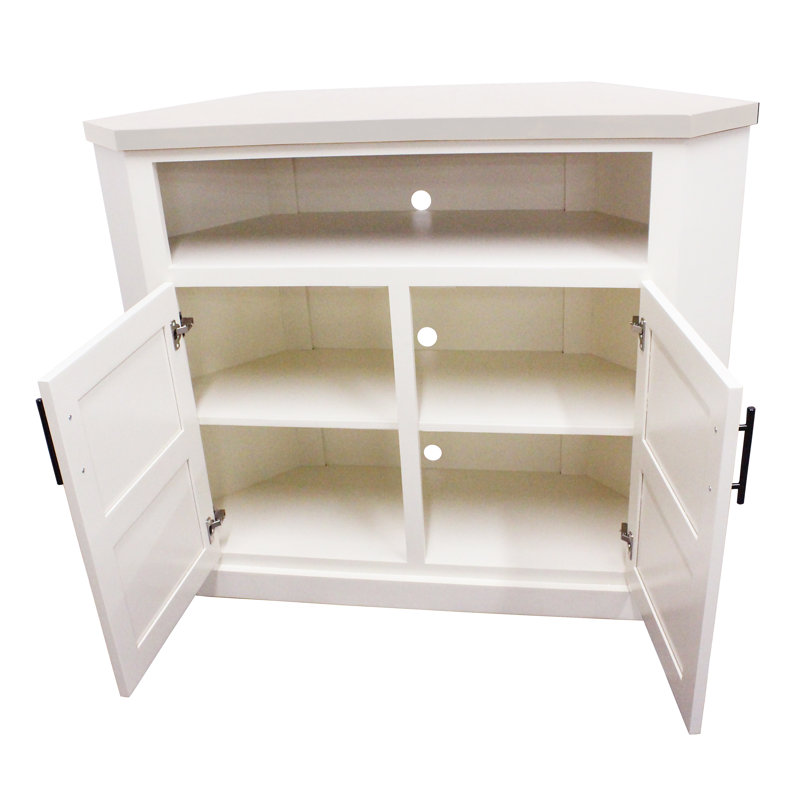 Meuble télé de coin Poplar Gala, H 40,5 po x L 50 po x l 17 po, Blanc doux