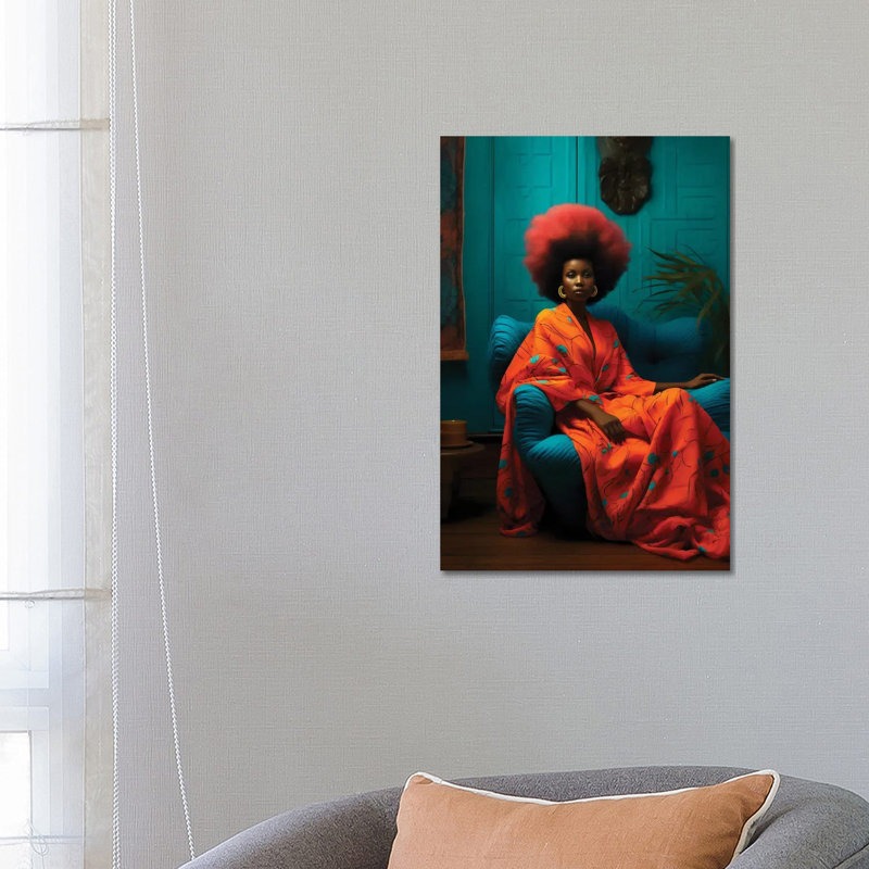 Art africain haute couture, reproduction d'art sur toile encadrée, Toile tendue, Ne s’applique pas, H 26 po x l 18 po