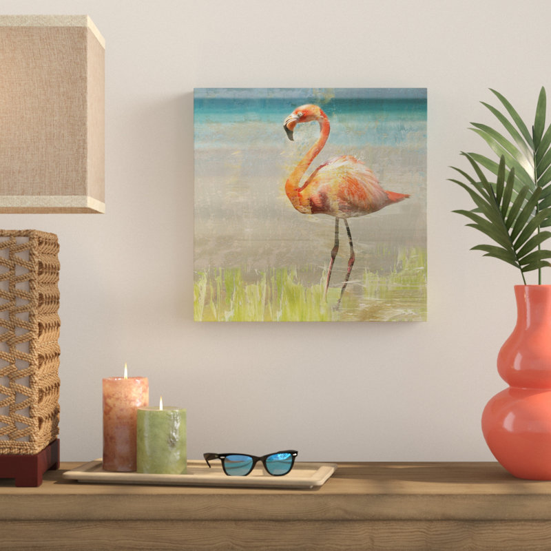 " Flamingo Fancy II ", Wrapped Canvas, 16" H x 16" W x 1.5" D